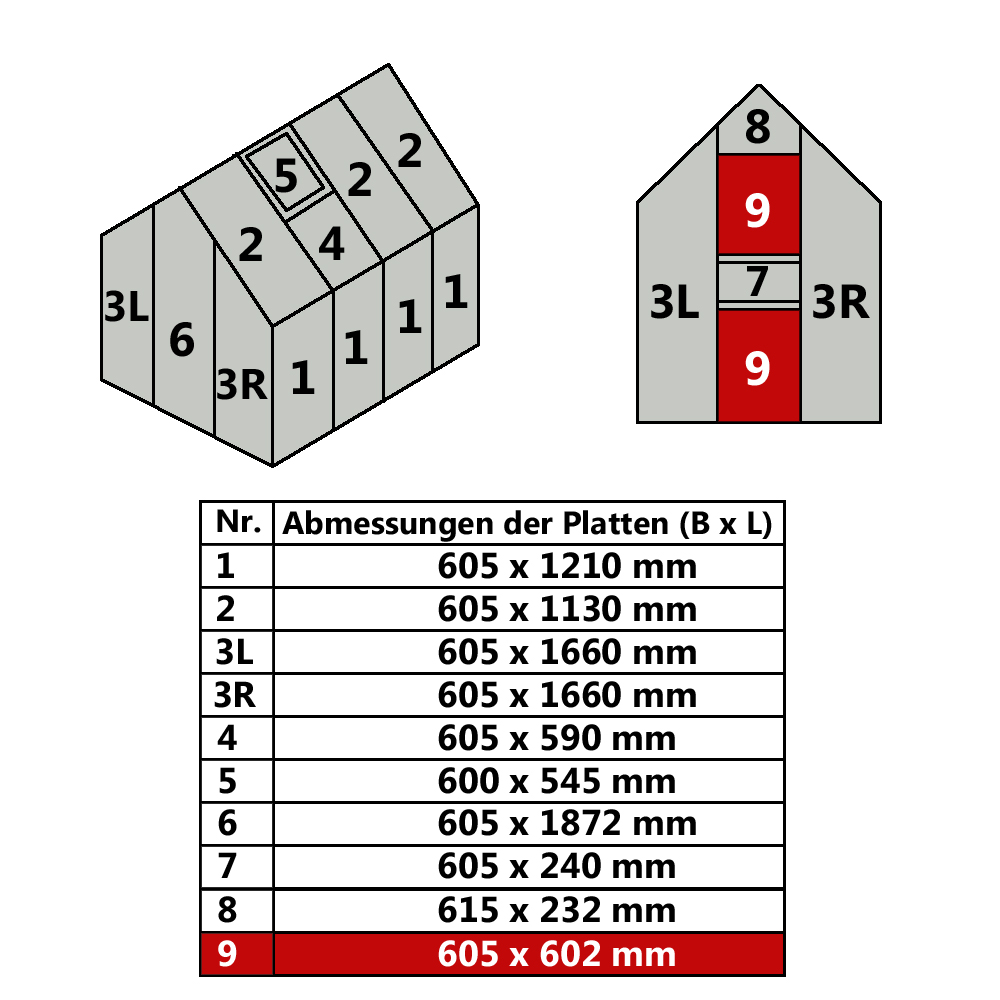 Hohlkammerstegplatte 60,5 x 60,2 cm